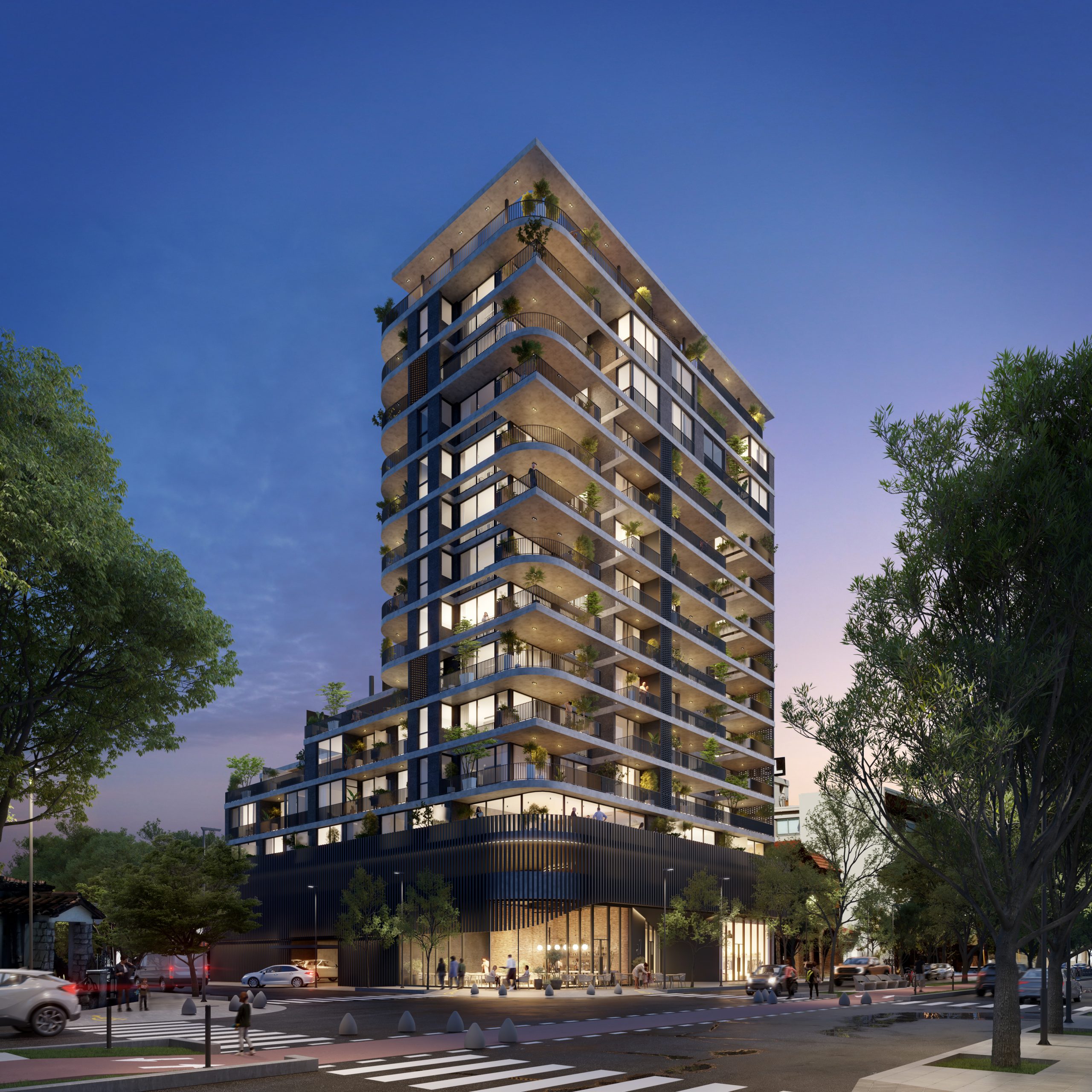 4. Edificio A7_CamExt_02_Esquina_Noche